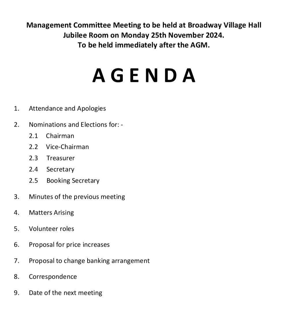 Meeting agenda